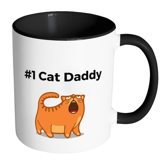 #1 Cat Daddy - Mugs - Father's Day Gift Idea - Accent Mug - Black- Drinkware -TeeEver.com