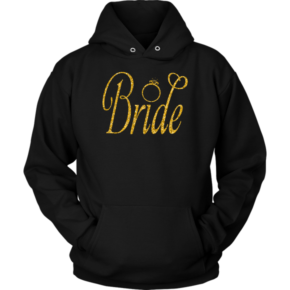 Womens Bride - Bachelorette Party Faux Gold With Ring - Hoodie