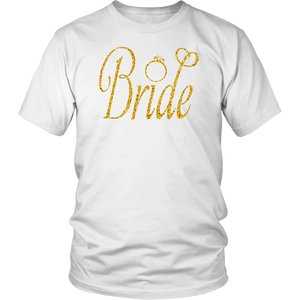 Womens Bride - Bachelorette Party Faux Gold With Ring - T shirt