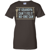 Mens If Grandpa Can't Fix It No-one Can - Father's Day Gift Ladies' T-Shirt - Dark Chocolate / X-Small- T-Shirts -TeeEver.com