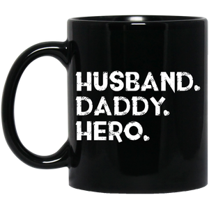 Men's Husband daddy hero - gift dad or husband father's day - Mug - TEEEVER - Black 11 oz. Mug / Black / One Size- Apparel -TeeEver.com