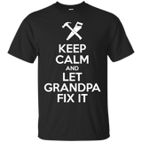 Keep calm and let grandpa fix it Funny Fathers Day T-Shirt - TEEEVER - Black / S- Short Sleeve -TeeEver.com