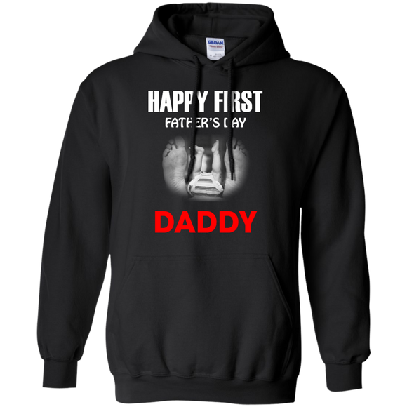 Happy First Fathers Day Daddy - funny Hoodie - TEEEVER - Black / S- Hoodies -TeeEver.com