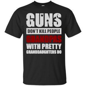 Guns Don't Kill Grandpas With Pretty Granddaughters Do Fathers Day Gift T-Shirt - TEEEVER - Black / S- Short Sleeve -TeeEver.com