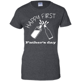 happy-first-father's-day Ladies Custom 100% Cotton T-Shirt - Dark Heather / XS- Short Sleeve -TeeEver.com