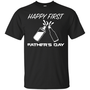 Happy first fatherday, father's day gift - T-Shirt - TEEEVER - Black / S- Short Sleeve -TeeEver.com