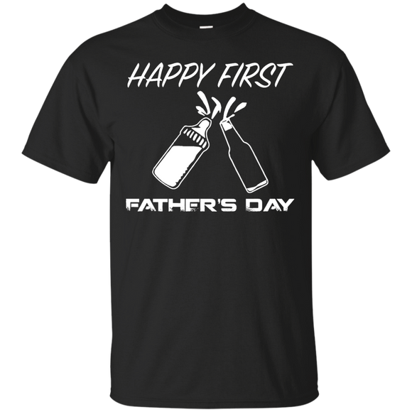 Happy first fatherday, father's day gift - T-Shirt - TEEEVER - Black / S- Short Sleeve -TeeEver.com
