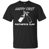 Happy first fatherday, father's day gift - T-Shirt - TEEEVER - Black / S- Short Sleeve -TeeEver.com