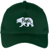 Men's Papa Bear - Awesome Camping Father's - Five Panel Twill Cap - Hunter / One Size- Hats -TeeEver.com