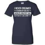 The World's Greatest Dad - Father's Day Gift Idea - Men/women T-shirt - TEEEVER - G200L Gildan Ladies' 100% Cotton T-Shirt / Navy / XS- Apparel -TeeEver.com