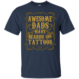 Awesome Dads Have Tattoos and Beards Funny Beard T-Shirt - TEEEVER - Navy / S- T-Shirts -TeeEver.com