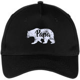 Men's Papa Bear - Awesome Camping Father's - Five Panel Twill Cap - Black / One Size- Hats -TeeEver.com