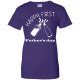 happy-first-father's-day Ladies Custom 100% Cotton T-Shirt - Purple / XS- Short Sleeve -TeeEver.com