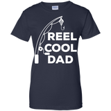 Mens Reel Cool Dad - Fishing Daddy Father's Day Gift - Men/women T-shirt - TEEEVER - G200L Gildan Ladies' 100% Cotton T-Shirt / Navy / XS- Apparel -TeeEver.com