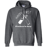 happy-first-father's-day Pullover Hoodie 8 oz - Dark Heather / S- Hoodies -TeeEver.com