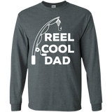 Mens Reel Cool Dad - Fishing Daddy Father's Day Gift - LS, Hoodie, Sweatshirt - TEEEVER - G240 Gildan LS Ultra Cotton T-Shirt / Dark Heather / S- Apparel -TeeEver.com