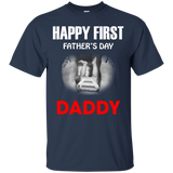 Happy First Fathers Day Daddy - funny T-Shirt - TEEEVER - Navy / S- Short Sleeve -TeeEver.com