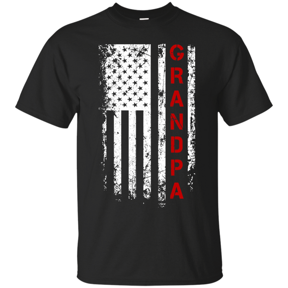 Father's Day Gift American red Grandpa flag T-Shirt - TEEEVER - Black / S- T-Shirts -TeeEver.com