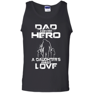 dad and a son first hero a daughter first love mom Tank Top - TEEEVER - Black / S- Sleeveless -TeeEver.com