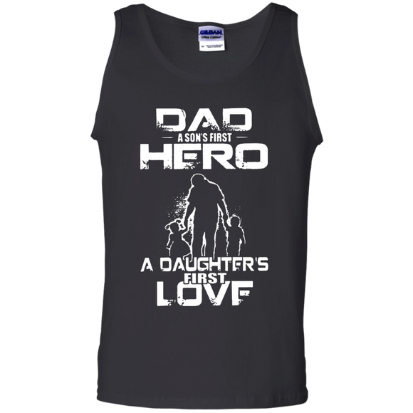 dad and a son first hero a daughter first love mom Tank Top - TEEEVER - Black / S- Sleeveless -TeeEver.com