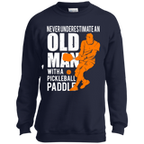 Mens Never Underestimate Old Man with Pickleball Paddle Youth Tshirt/LS/Sweatshirt/Hoodie