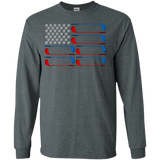 Dad American Flag Golf - July 4th Father's Day Gift - LS/Hoodie/Sweatshirt - TEEEVER - G240 Gildan LS Ultra Cotton T-Shirt / Dark Heather / S- Apparel -TeeEver.com