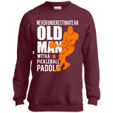 Mens Never Underestimate Old Man with Pickleball Paddle Youth Tshirt/LS/Sweatshirt/Hoodie