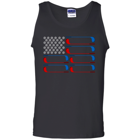 Dad American Flag Golf - July 4th Father's Day Gift - Men/women tank top - TEEEVER - G220 Gildan 100% Cotton Tank Top / Black / S- Apparel -TeeEver.com