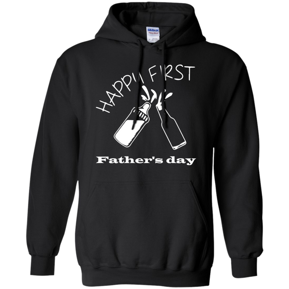 happy-first-father's-day Pullover Hoodie 8 oz - Black / S- Hoodies -TeeEver.com