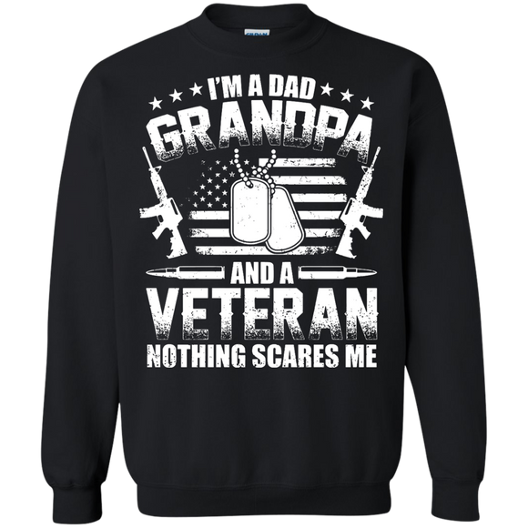 I'm A Dad Grandpa Veteran Father's Day Pullover Sweatshirt - Black / Small- Sweatshirts -TeeEver.com