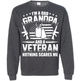 I'm A Dad Grandpa Veteran Father's Day Pullover Sweatshirt - Dark Heather / Small- Sweatshirts -TeeEver.com