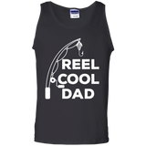 Mens Reel Cool Dad - Fishing Daddy Father's Day Gift - Men/women tank top - TEEEVER - G220 Gildan 100% Cotton Tank Top / Black / S- Apparel -TeeEver.com