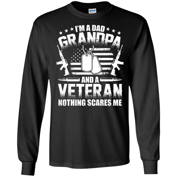 I'm A Dad Grandpa Veteran Father's Day LS T-Shirt - Black / Small- T-Shirts -TeeEver.com