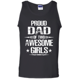 Proud Dad Of Two Awesome Girl - Gift for Dad Tank Top - TEEEVER - Black / S- Sleeveless -TeeEver.com