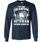 I'm A Dad Grandpa Veteran Father's Day LS T-Shirt - Navy / Small- T-Shirts -TeeEver.com