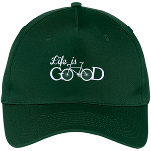 Life is Good Shirt Bicycle - Five Panel Twill Cap - Hunter / One Size- Hats -TeeEver.com