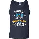 Proud Dad of Two Awesome Girls Father's Day - Daddy Tank Top - TEEEVER - Navy / S- Sleeveless -TeeEver.com