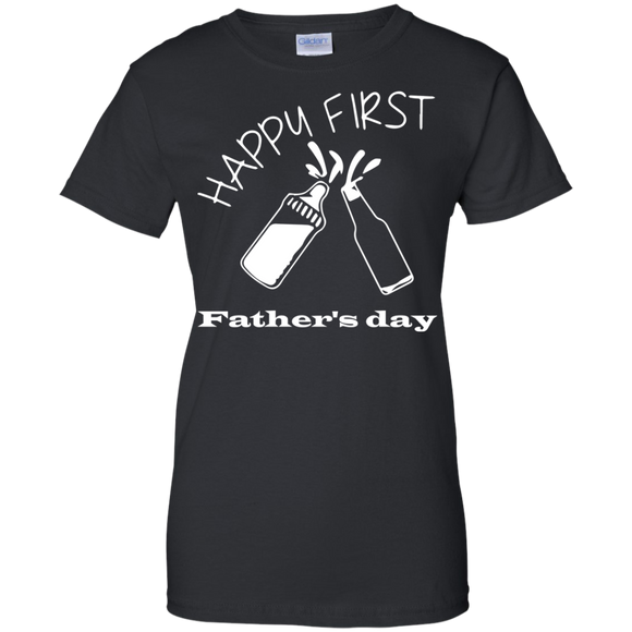 happy-first-father's-day Ladies Custom 100% Cotton T-Shirt - Black / XS- Short Sleeve -TeeEver.com