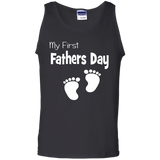 Papa First Fathers Day Dad Tank Top - TEEEVER - Black / S- Sleeveless -TeeEver.com