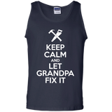 Keep calm and let grandpa fix it Funny Fathers Day Tank Top - TEEEVER - Navy / S- Sleeveless -TeeEver.com