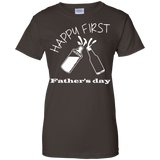 happy-first-father's-day Ladies Custom 100% Cotton T-Shirt - Dark Chocolate / XS- Short Sleeve -TeeEver.com