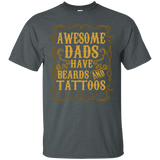 Awesome Dads Have Tattoos and Beards Funny Beard T-Shirt - TEEEVER - Dark Heather / S- T-Shirts -TeeEver.com