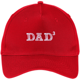 Men's Dad3 Three Kids Father's Day Father of Three - Five Panel Twill Cap - Red / One Size- Hats -TeeEver.com