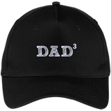 Men's Dad3 Three Kids Father's Day Father of Three - Five Panel Twill Cap - Black / One Size- Hats -TeeEver.com