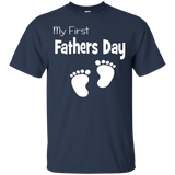 Papa First Fathers Day Dad T-Shirt - TEEEVER - Navy / S- Short Sleeve -TeeEver.com