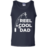 Mens Reel Cool Dad - Fishing Daddy Father's Day Gift - Men/women tank top - TEEEVER - G220 Gildan 100% Cotton Tank Top / Navy / S- Apparel -TeeEver.com