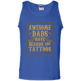 Awesome Dads Have Tattoos and Beards Funny Beard Tank Top - TEEEVER - Royal / S- T-Shirts -TeeEver.com