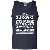 Men's Proud Step-Father of Awesome Step-Daughter Fathers Day Tank Top - TEEEVER - Navy / S- Sleeveless -TeeEver.com
