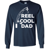 Mens Reel Cool Dad - Fishing Daddy Father's Day Gift - LS, Hoodie, Sweatshirt - TEEEVER - G240 Gildan LS Ultra Cotton T-Shirt / Navy / S- Apparel -TeeEver.com