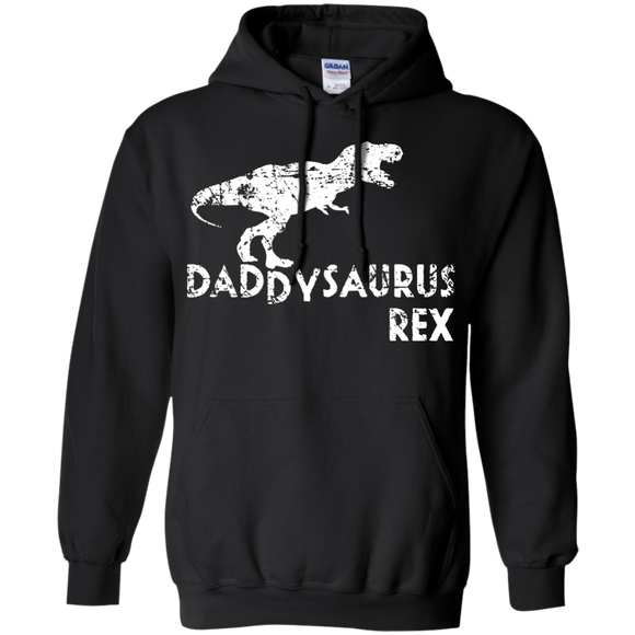 Mens Daddysaurus Rex Funny Cute Dinosaur Father's Day Gift Hoodie - TEEEVER - Black / S- Hoodies -TeeEver.com